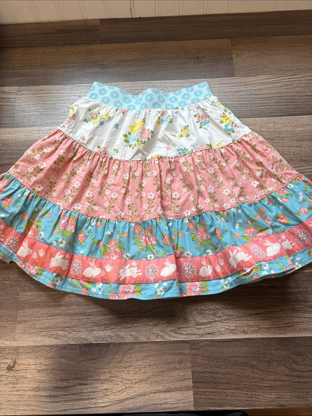 Wildflowers mixed-print tiered skirt